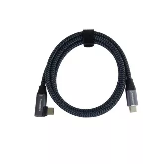 PREMIUMCORD USB-C ukrivljen kabel (USB 3.2 Gen2x2, 5A, 100W, 20Gbit/s) 3m, siv