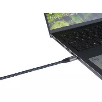 PREMIUMCORD USB-C ukrivljen kabel (USB 3.2 Gen2x2, 5A, 100W, 20Gbit/s) 3m, siv