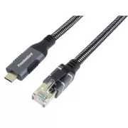 PremiumCord Ethernetni kabel USB-C do LAN RJ45 10/100/1000, 2 m