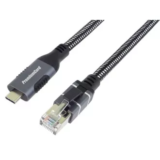 PremiumCord Ethernetni kabel USB-C do LAN RJ45 10/100/1000, 2 m
