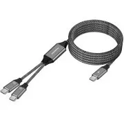 PREMIUMCORD Polnilni kabel USB-C, 2xUSB-C na USB-C, 100 W, 1 m, črn