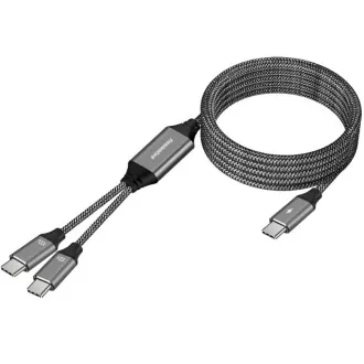 PREMIUMCORD Polnilni kabel USB-C, 2xUSB-C na USB-C, 100 W, 1 m, črn