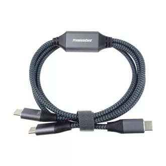 PREMIUMCORD Polnilni kabel USB-C, 2xUSB-C na USB-C, 100 W, 1 m, črn
