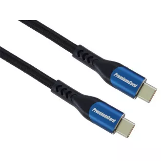 PremiumCord Kabel USB-C (USB 3.2 GEN 2x2, 5A, 100W, 20Gbit/s) 0, 5m, bombažna pletenica