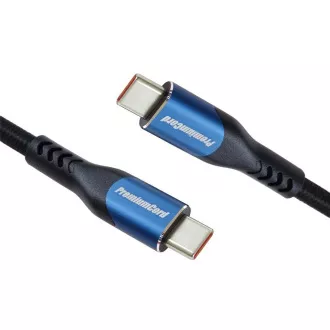 PremiumCord Kabel USB-C (USB 3.2 GEN 2x2, 5A, 100W, 20Gbit/s) 0, 5m, bombažna pletenica