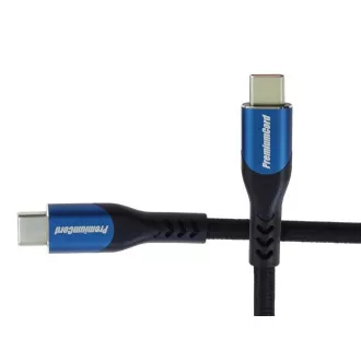 PremiumCord Kabel USB-C (USB 3.2 GEN 2x2, 5A, 100W, 20Gbit/s) 0, 5m, bombažna pletenica