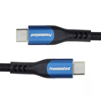 PremiumCord Kabel USB-C (USB 3.2 GEN 2x2, 5A, 100W, 20Gbit/s) 0, 5m, bombažna pletenica