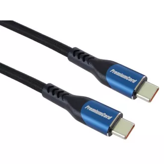 PremiumCord Kabel USB-C (USB 3.2 GEN 2x2, 5A, 100W, 20Gbit/s) 0, 5m, bombažna pletenica
