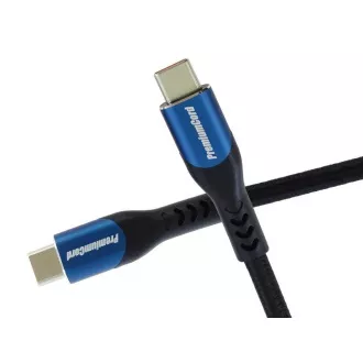 PremiumCord Kabel USB-C (USB 3.2 GEN 2x2, 5A, 100W, 20Gbit/s) 1, 5m, bombažna pletenica