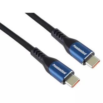 PremiumCord Kabel USB-C (USB 3.2 GEN 2x2, 5A, 100W, 20Gbit/s) 2 m, bombažna pletenica