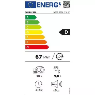 Whirlpool WSFO 3O34 PF X Prostostoječi pomivalni stroj