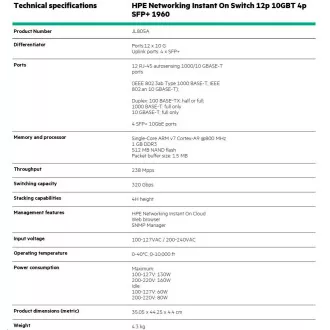 HPE Networking Instant On Switch 12p 10GBT 4p SFP  1960 (JL805A)