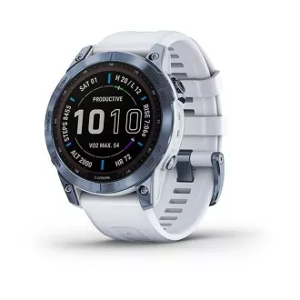 Garmin fenix 7 Sapphire Solar, Titan Blue/ White Silicone Band, EU
