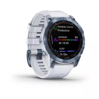 Garmin fenix 7 Sapphire Solar, Titan Blue/ White Silicone Band, EU