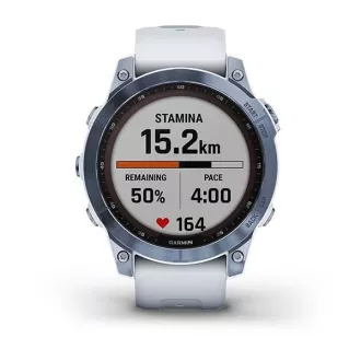 Garmin fenix 7 Sapphire Solar, Titan Blue/ White Silicone Band, EU
