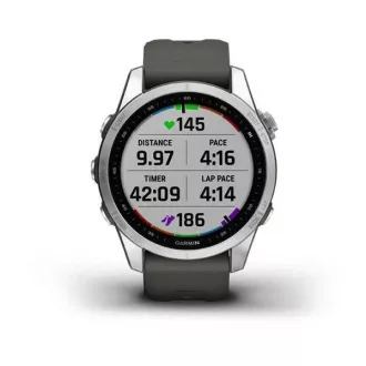 Garmin fenix 7s Glass, srebrn/grafitni silikonski trak, EU Garmin fenix 7s Glass, srebrn/grafitni silikonski trak, EU