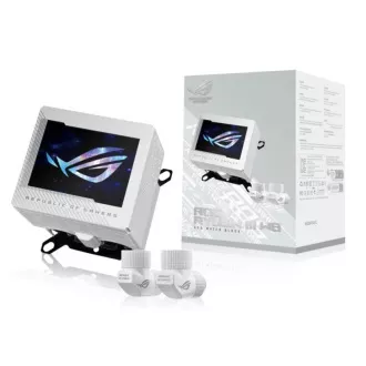 ASUSov vodni blok CPU ROG RYUJIN III WB, 3,5-palčni LCD zaslon, bel