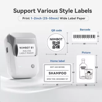 Niimbot tiskalnik nalepk B1 Smart, siv   zvitek nalepk 210 kosov