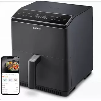 Cosori Dual Blaze 6,4L SMART friteza na vroč zrak   5x nabodalo in žar. rešetka, črna