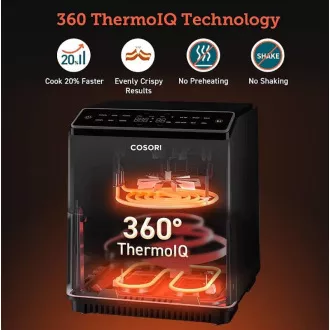 Cosori Dual Blaze 6,4L SMART friteza na vroč zrak   5x nabodalo in žar. rešetka, črna