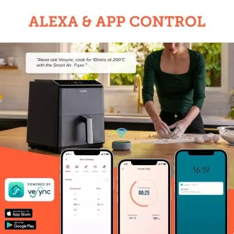 Cosori Dual Blaze 6,4L SMART friteza na vroč zrak   5x nabodalo in žar. rešetka, črna