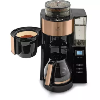 Melitta AromaFresh 1021-04 aparat za kavo z mlinčkom, pladnjem za kapljanje, stekleno posodo, 1180 W, zaslon, baker