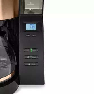 Melitta AromaFresh 1021-04 aparat za kavo z mlinčkom, pladnjem za kapljanje, stekleno posodo, 1180 W, zaslon, baker