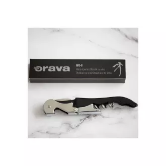 Orava WO-8 odpirač za vino in pivo z vzvodom, dvostopenjski, praktičen nož, črn
