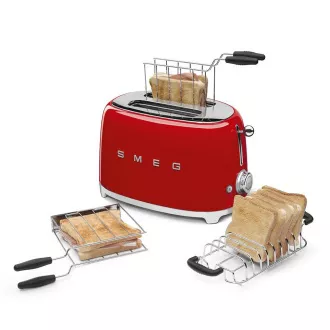 Smeg TSF01RDEU opekač kruha/toaster pečica, 2 opekača kruha, 6 stopenj opekanja, predal za drobtine, slog iz 50. let prejšnjega stoletja, rdeča