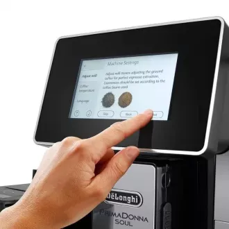 DeLonghi PrimaDonna Soul ECAM 610.55.SB avtomatski aparat za kavo, 1450 W, 19 barov, vgrajen mlinček, smart, sistem za mleko
