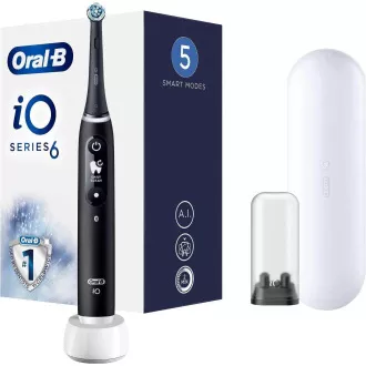 Oral-B iO6 električna zobna ščetka, magnetna, 5 načinov, zaslon, umetna inteligenca, časovnik, črna