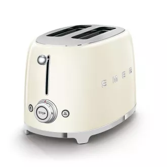 Smeg TSF01CREU opekač/toaster, 2 opekača, 6 stopenj opekanja, predal za drobtine, stil. 50. leta, smetana