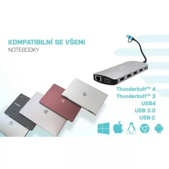 i-tec USB 3.0 USB-C/Thunderbolt 3x zaslon Kovinski nano dock z LAN, PD 100 W