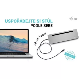 i-tec USB-C kovinska ergonomska 4K 3x zaslonska priklopna postaja, PD 100W