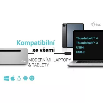 i-tec USB-C Metal Ergonomic 4K 3x Display Docking Station, PD 100W   i-tec Universal Charger 100W (paket)