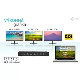 i-tec Priključna postaja s trojnim zaslonom USB-C Gen 2, PD 100 W