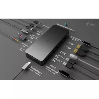 i-tec Thunderbolt4 2x Display Docking Station Gen3, 7x USB, 2,5 GLAN, PowerDelivery 92 W