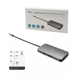 i-tec USB-C Metal Nano Dock HDMI/VGA z LAN   Power Delivery 100W   Polnilec 100W (paket)