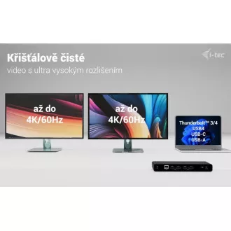 i-tec univerzalna priklopna postaja z dvojnim zaslonom 4K, Power Delivery 85 W   i-tec polnilec USB-C 100 W