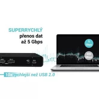 i-tec univerzalna priklopna postaja z dvojnim zaslonom 4K, Power Delivery 85 W   i-tec polnilec USB-C 100 W
