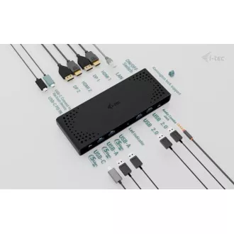 i-tec univerzalna priklopna postaja z dvojnim zaslonom 4K, Power Delivery 85 W   i-tec polnilec USB-C 100 W
