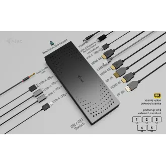 i-tec Univerzalna priklopna postaja za zaslone 5x 4K, Power Delivery 100W