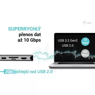 i-tec USB-C Metal Nano 3x Display Dock, 2x HDMI 1x USB-C video, Power Delivery 140W