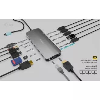 i-tec USB-C Metal Nano 3x Display Dock, 2x HDMI 1x USB-C video, PD 140W univerzalni polnilec 140 W i-tec USB-C Metal Nano 3x Display Dock, 2x HDMI 1x USB-C video, PD 140W univerzalni polnilec 140 W