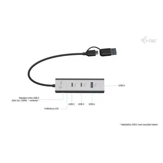 i-tec Univerzalni polnilni kovinski razdelilnik 2x USB-C   2x USB-A, PD 85W