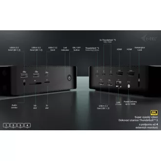 i-tec Thunderbolt 5 Quattro Display Docking Station, Power Delivery 140W