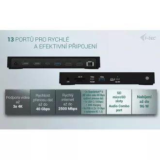 Priključna postaja i-tec Thunderbolt4 3x Display, Power Delivery 96W
