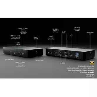 i-tec Univerzalna inteligentna priklopna postaja z dvema zaslonoma, Power Delivery 100 W