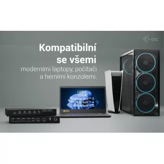 i-tec USB-C KVM priklopna postaja za 3 gostitelje, dvojni zaslon, Power Delivery 1x 92W/2x 65W