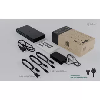 i-tec USB-C KVM priklopna postaja za 3 gostitelje, dvojni zaslon, Power Delivery 1x 92W/2x 65W